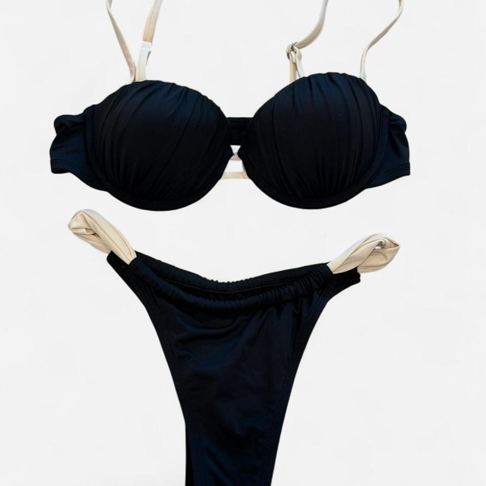 Black and Cream Push Up Bikini